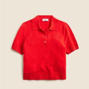 J. Crew Cashmere Cropped Red Short Sleeve Sweater Polo